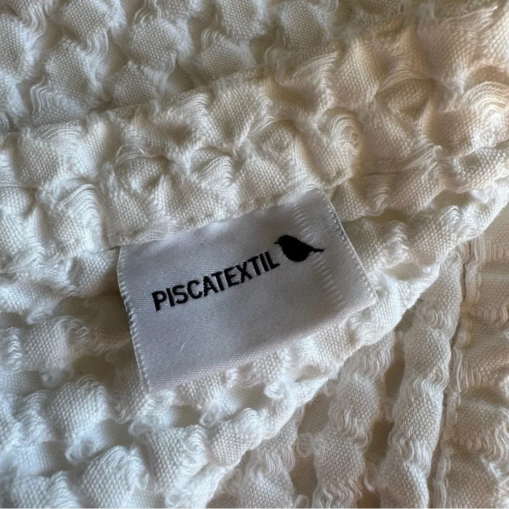 Piscatextil White 100% Cotton Bedspread Coverlet Textured Waffle King 100 X 114
